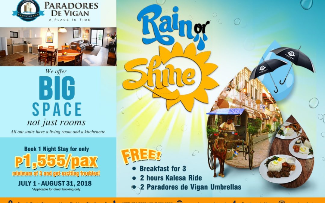 Take advantage of the RAIN OR SHINE room package to weather the rain— and have fun while you’re at it.